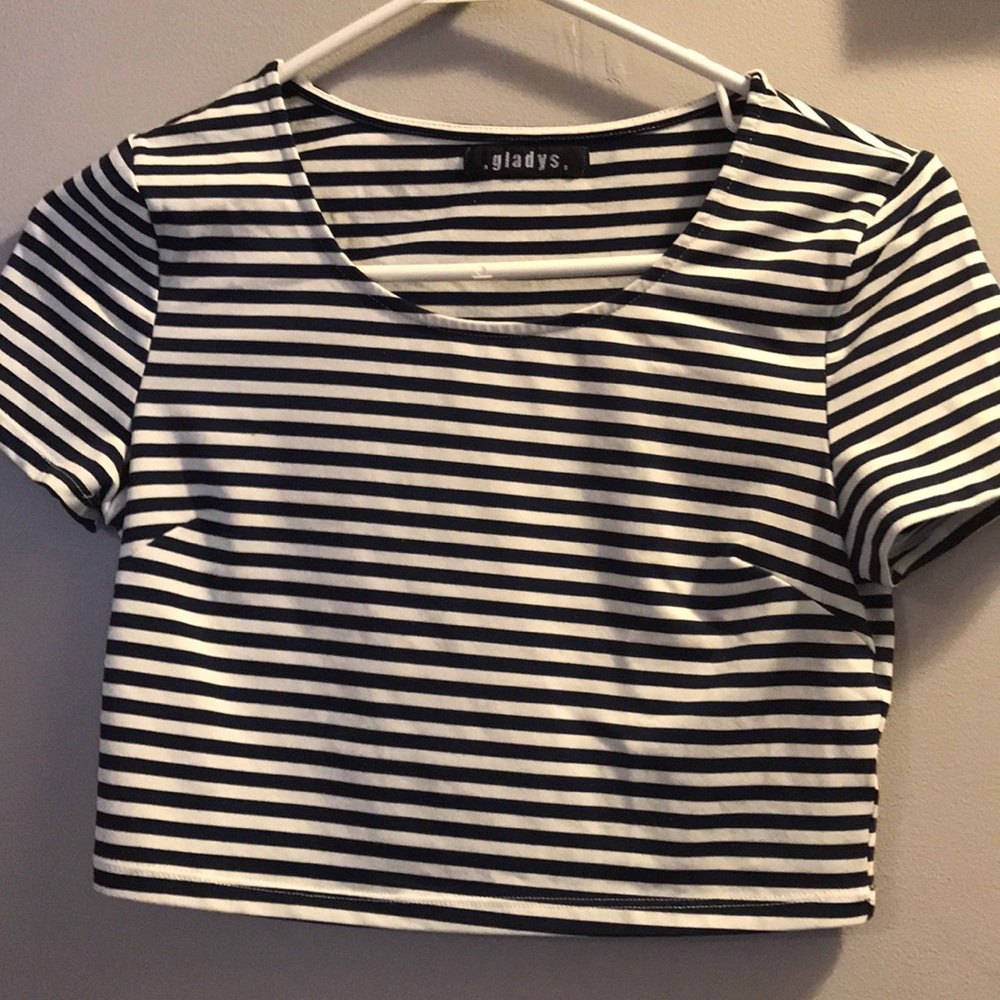 Navy and white striped crop top